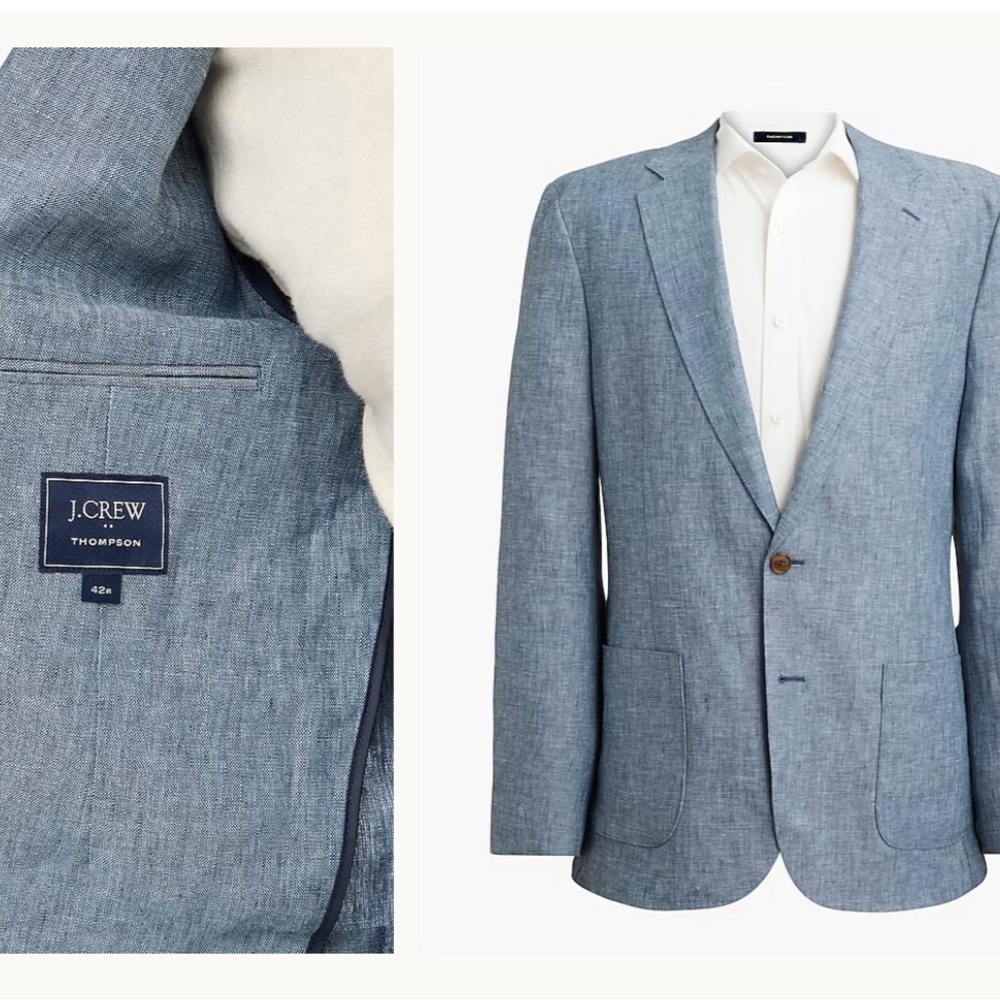 J. Crew Men's Light Blue Linen Slim Fit Blazer